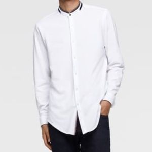 Zara Pique Shirt With Elbow Patches, Size Small